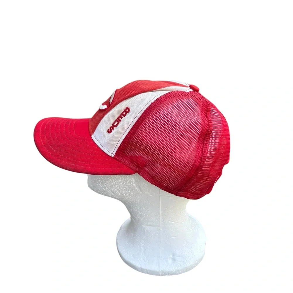 Cincinnati Reds Lucky Stripes Mesh Trucker Snapback‎ Hat Made USA Large Vintage